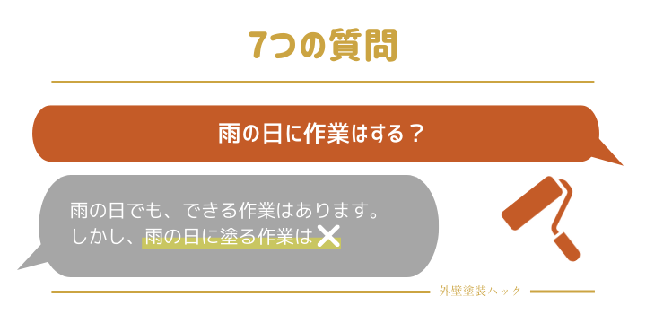 雨の日に、塗る作業はしない