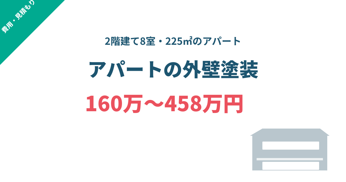 アパートの外壁塗装。2階建て8室・225㎡のアパートに10社が出した金額は160万円から458万円という記事のアイキャッチ